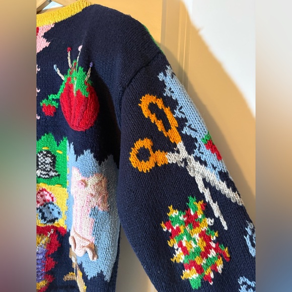 Vintage the eagle’s eye Button Up Fashion Knit Crewneck Sweater - Picture 13 of 15